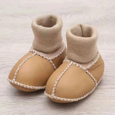 Cipelice i čarape od ovčje kože za bebe, zimske, mekana potplata, za 0–12 mjeseci