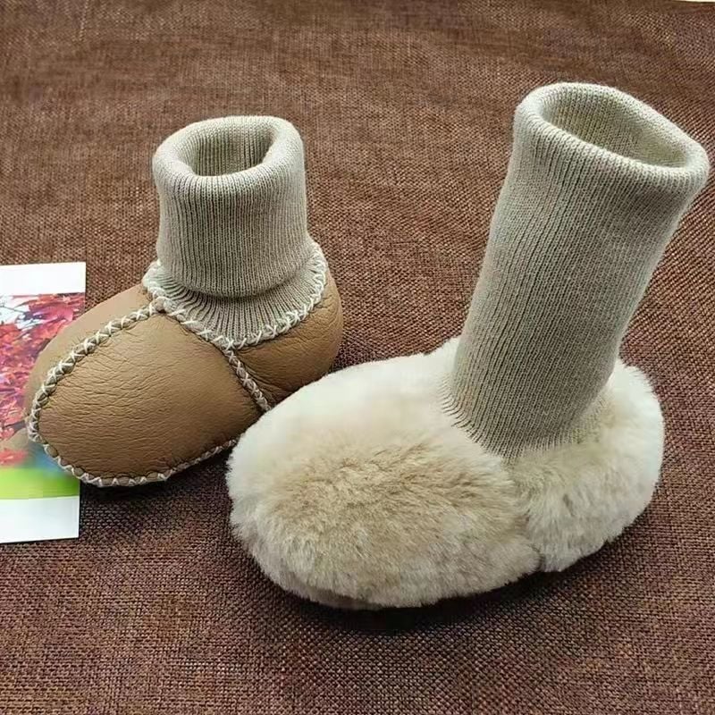 Cipelice i čarape od ovčje kože za bebe, zimske, mekana potplata, za 0–12 mjeseci