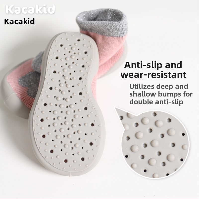 Libisemiskindlad talvised siseruumide kingad beebidele ja väikelastele – puuvillane materjal, triibuline ja karikatuur kujundus, 1–3 aastat