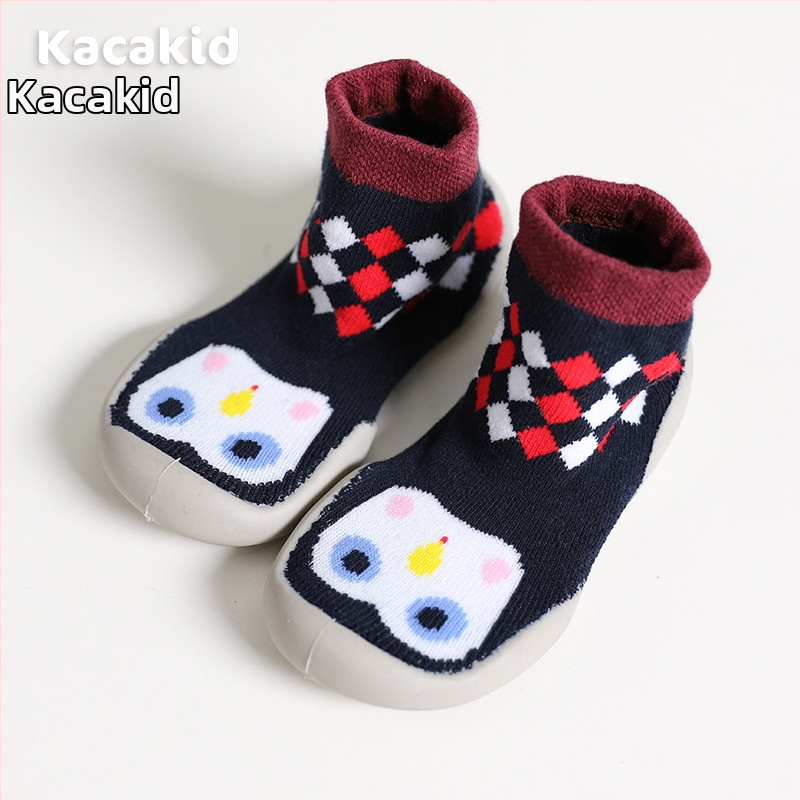 Libisemiskindlad talvised siseruumide kingad beebidele ja väikelastele – puuvillane materjal, triibuline ja karikatuur kujundus, 1–3 aastat