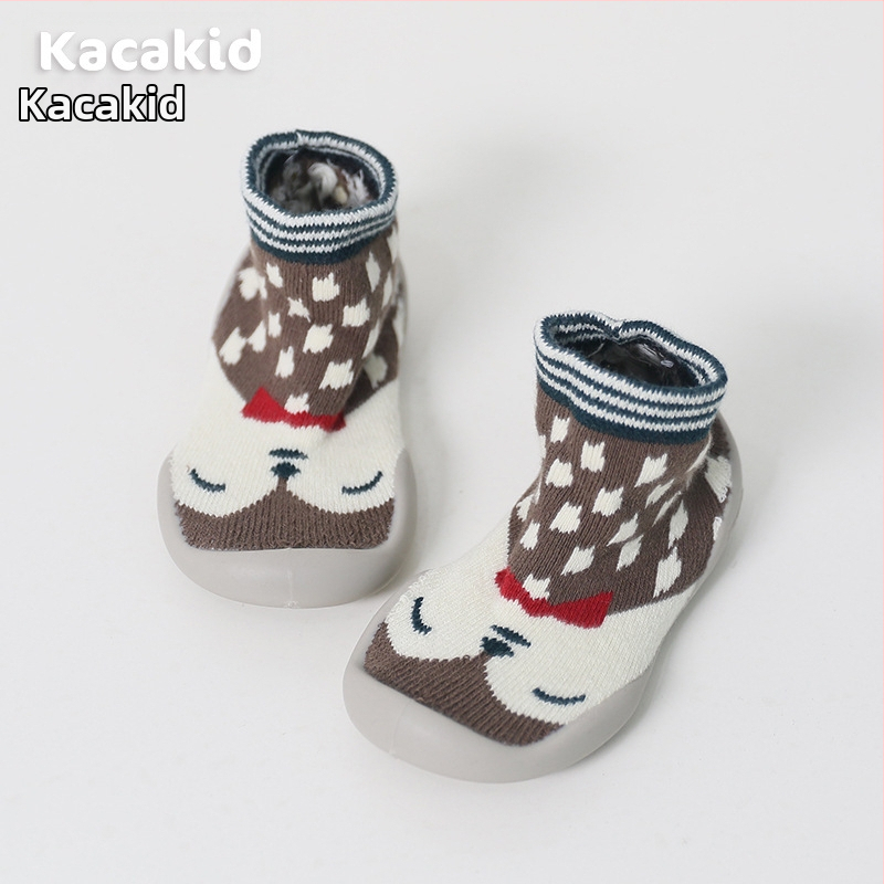 Libisemiskindlad talvised siseruumide kingad beebidele ja väikelastele – puuvillane materjal, triibuline ja karikatuur kujundus, 1–3 aastat