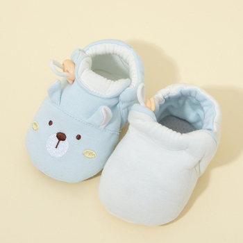 Pantofi bebeluș premergători, partea superioară din bumbac, talpă tricotată, design cu animale desen animat, pentru vârsta 0–15 luni