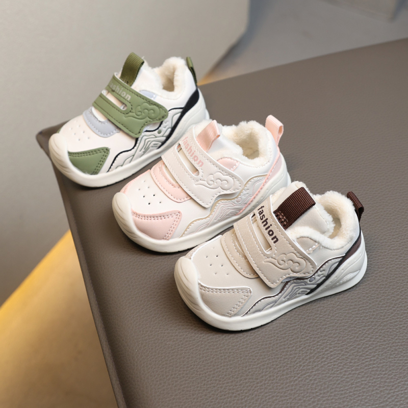 Cipelice za bebe za hodanje - Unisex, Zima 2024, protuklizna potplat, flis podstava, Velcro zatvaranje, gornji dio od sintetičke kože