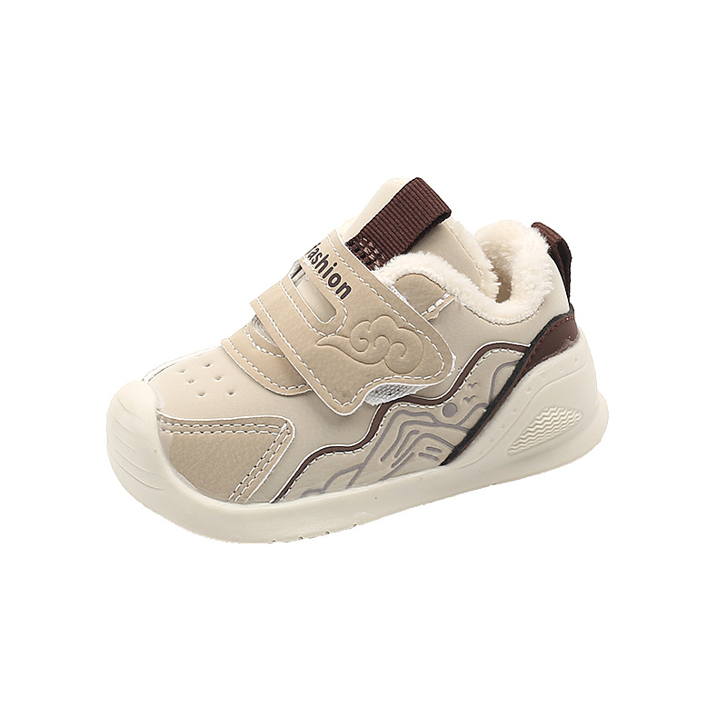 Cipelice za bebe za hodanje - Unisex, Zima 2024, protuklizna potplat, flis podstava, Velcro zatvaranje, gornji dio od sintetičke kože