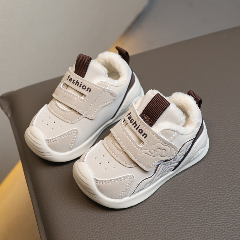Cipelice za bebe za hodanje - Unisex, Zima 2024, protuklizna potplat, flis podstava, Velcro zatvaranje, gornji dio od sintetičke kože