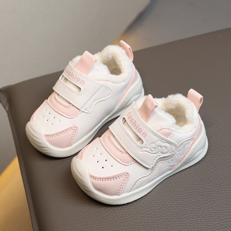 Cipelice za bebe za hodanje - Unisex, Zima 2024, protuklizna potplat, flis podstava, Velcro zatvaranje, gornji dio od sintetičke kože