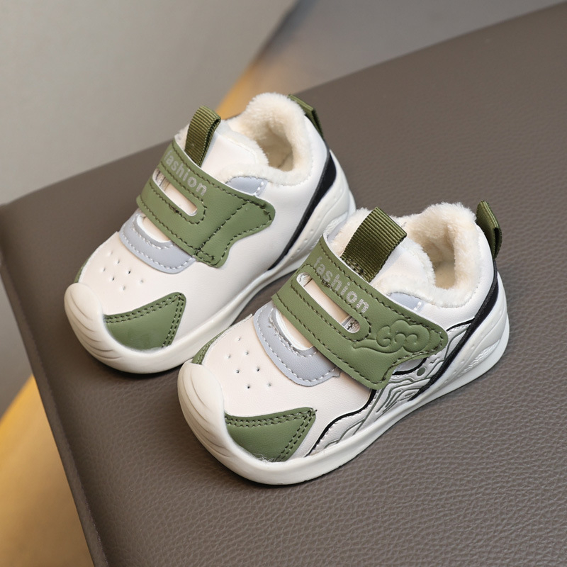 Cipelice za bebe za hodanje - Unisex, Zima 2024, protuklizna potplat, flis podstava, Velcro zatvaranje, gornji dio od sintetičke kože