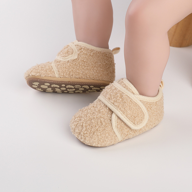 Jiahong Cipele za bebe 0–1 godine, sinteticka koža, protuklizna podstava, tople, niski gornji dio, Velcro zatvarač