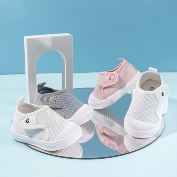 Pantofi de copii din pânză, cu Velcro, partea superioară din plasă respirabilă, talpă antiderapantă și rezistentă la uzură, pentru interior