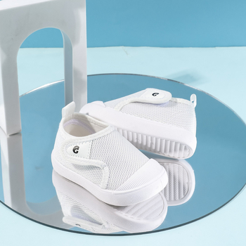 Pantofi de copii din pânză, cu Velcro, partea superioară din plasă respirabilă, talpă antiderapantă și rezistentă la uzură, pentru interior