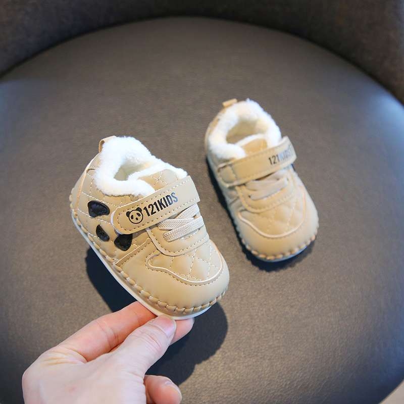 Zimske cipele za bebe s mekom potplatom, pliš unutrašnjost, protuklizno Velcro zatvaranje, za djecu 12-36 mjeseci