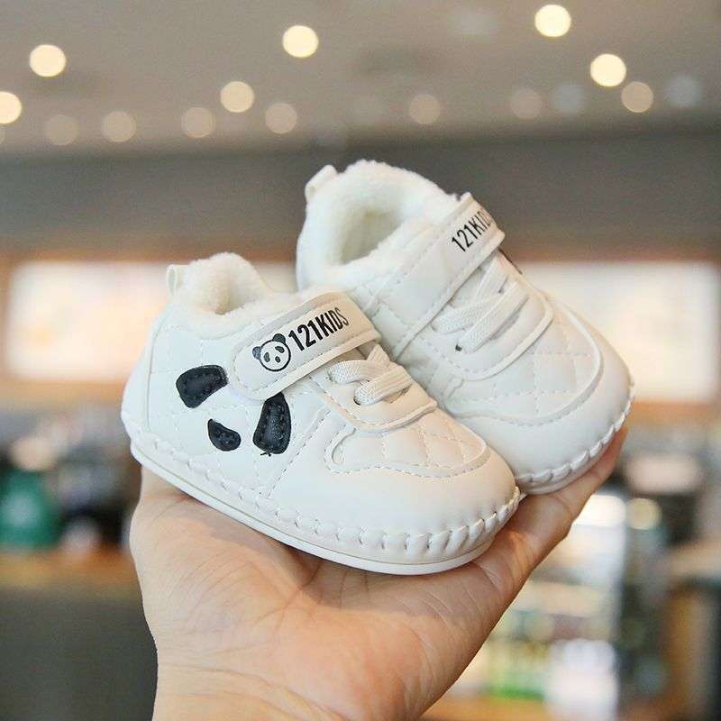 Zimske cipele za bebe s mekom potplatom, pliš unutrašnjost, protuklizno Velcro zatvaranje, za djecu 12-36 mjeseci