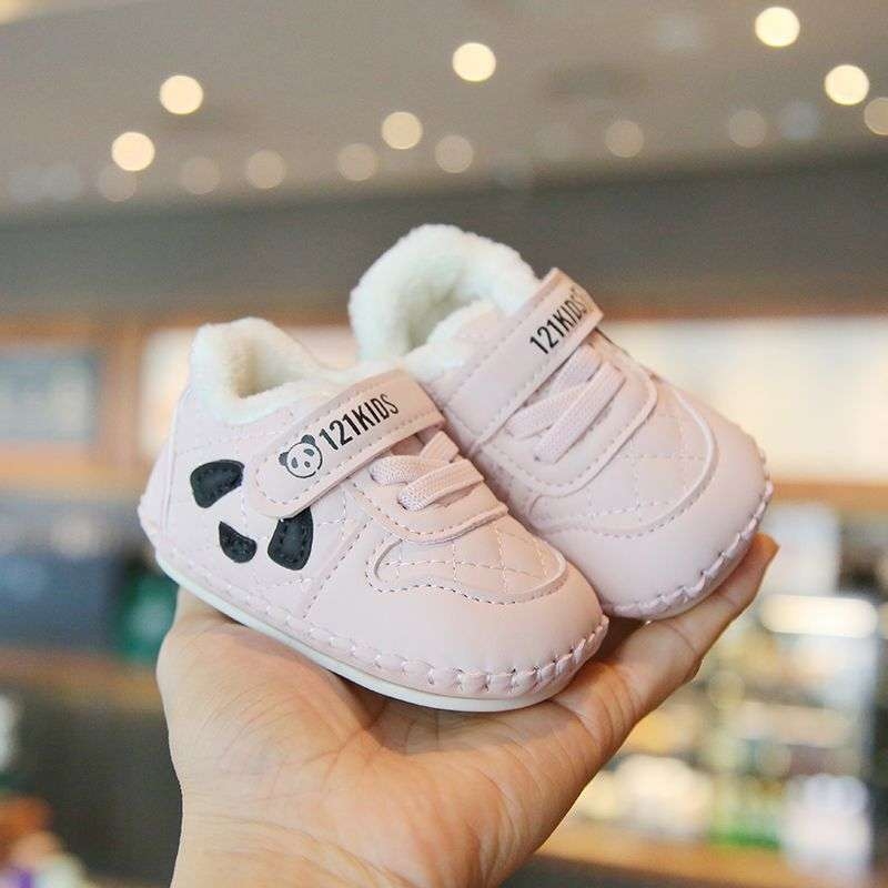 Zimske cipele za bebe s mekom potplatom, pliš unutrašnjost, protuklizno Velcro zatvaranje, za djecu 12-36 mjeseci