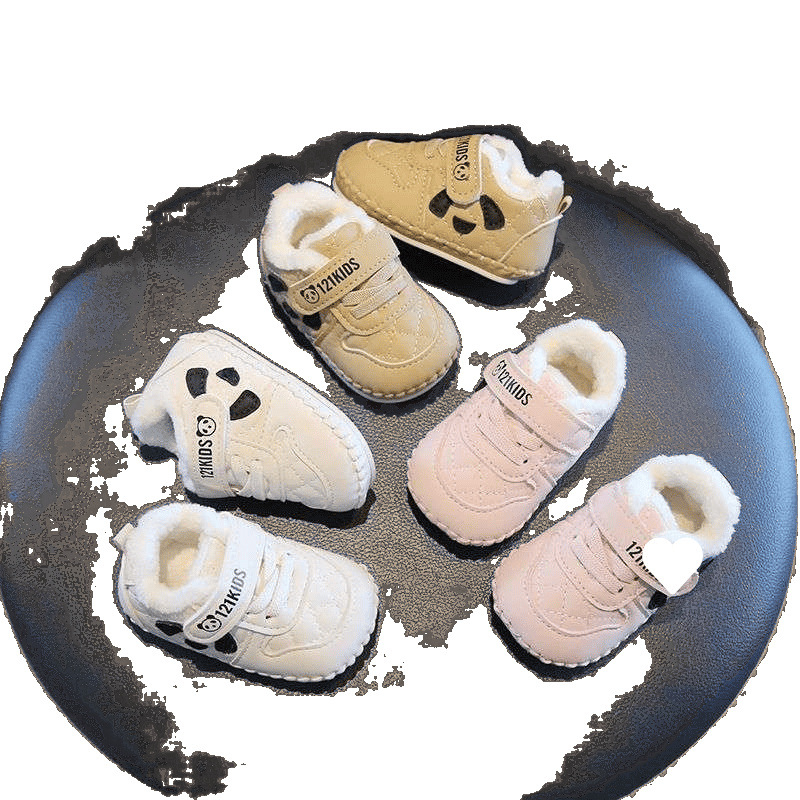 Zimske cipele za bebe s mekom potplatom, pliš unutrašnjost, protuklizno Velcro zatvaranje, za djecu 12-36 mjeseci