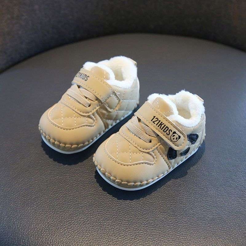 Zimske cipele za bebe s mekom potplatom, pliš unutrašnjost, protuklizno Velcro zatvaranje, za djecu 12-36 mjeseci