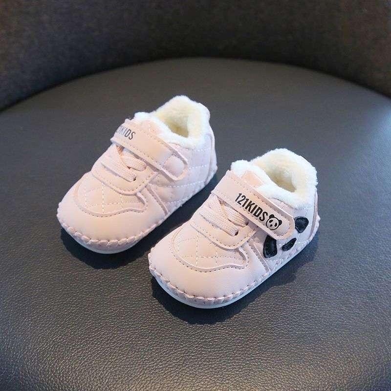 Zimske cipele za bebe s mekom potplatom, pliš unutrašnjost, protuklizno Velcro zatvaranje, za djecu 12-36 mjeseci