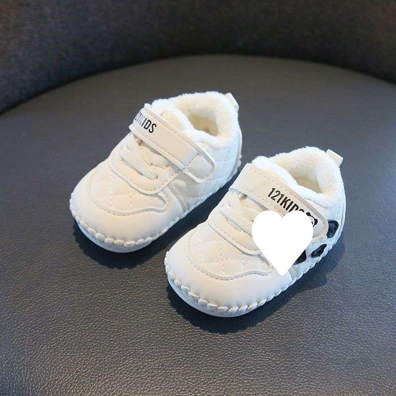 Zimske cipele za bebe s mekom potplatom, pliš unutrašnjost, protuklizno Velcro zatvaranje, za djecu 12-36 mjeseci