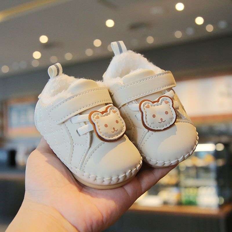 Zimske cipele za bebe s mekom potplatom, pliš unutrašnjost, protuklizno Velcro zatvaranje, za djecu 12-36 mjeseci