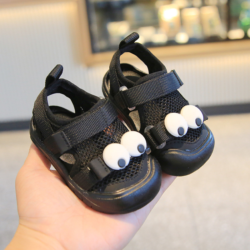 Sandale pentru copii, partea superioară din plasă respirabilă, talpă anti-derapare, închidere Velcro, design cu profil scăzut, pentru vară, 12-36 luni