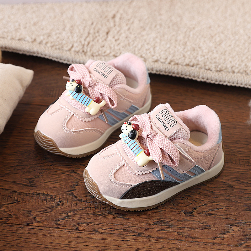 Funkcionalne cipele za bebe i djecu s fleece podstavom, PU gornji dio, Velcro zatvarač, protuklizna PVC potplat, za uzrast 12–36 mjeseci