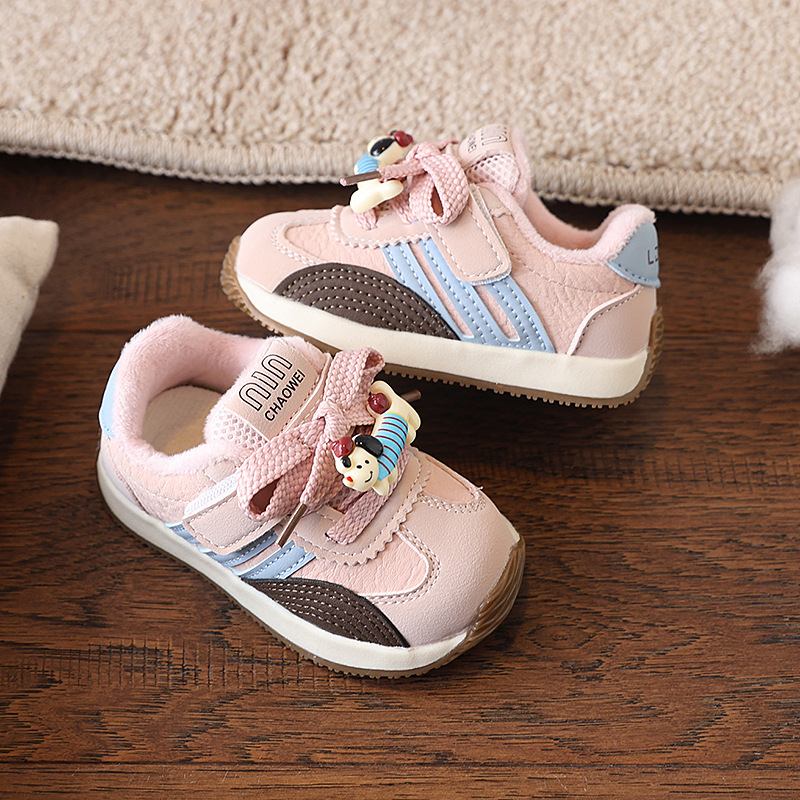 Funkcionalne cipele za bebe i djecu s fleece podstavom, PU gornji dio, Velcro zatvarač, protuklizna PVC potplat, za uzrast 12–36 mjeseci