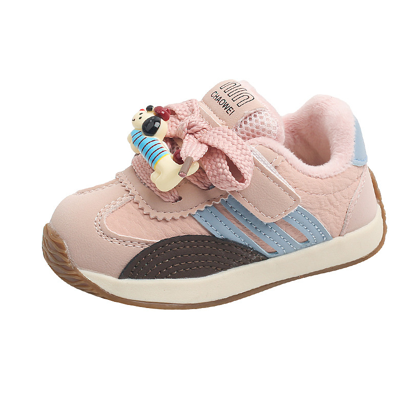 Funkcionalne cipele za bebe i djecu s fleece podstavom, PU gornji dio, Velcro zatvarač, protuklizna PVC potplat, za uzrast 12–36 mjeseci