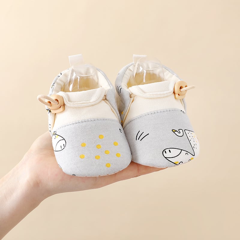 Pantofi pentru bebeluși cu șosete 12-36 luni – Primăvară-Toamnă, Parte superioară din bumbac, Respirabil, Antiderapant, Închidere elastică