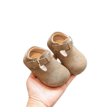 Kožne cipele za malu djecu s Velcro zatvaračem, protuklizna potplata, niski gornji dio, nubuk koža, proljeće–jesen, unisex, Tang Xin Miao