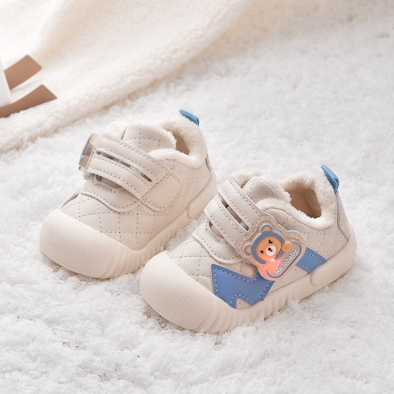 Zimske cipele za bebe i malu djecu sa fleec navlakom, mekim đonom, protuklizne, tople, Velcro zatvaranje