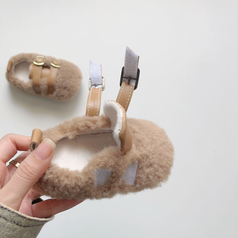 Unisex zimske cipele za bebe s fleece unutrašnjosti, Velcro kopčom, niski gornji dio, debeli potplat, korejski stil