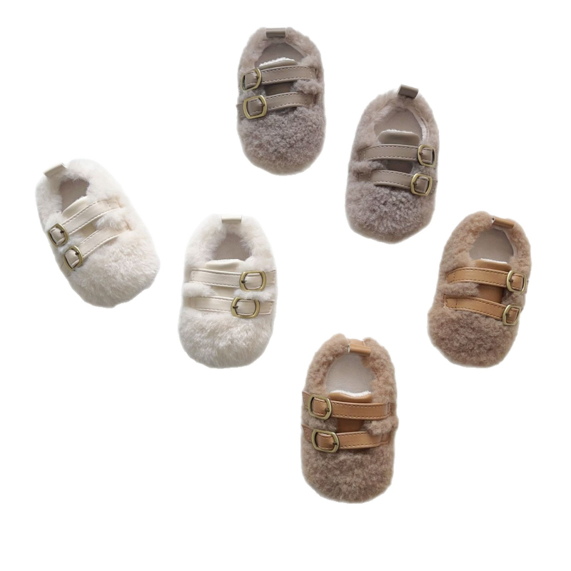 Unisex zimske cipele za bebe s fleece unutrašnjosti, Velcro kopčom, niski gornji dio, debeli potplat, korejski stil