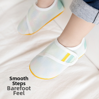 Pantofi de interior pentru copii mici, partea superioară din space cotton, închidere Velcro, talpă antiderapantă, talie joasă, pentru 12–36 luni, vară/primăvară/toamnă.