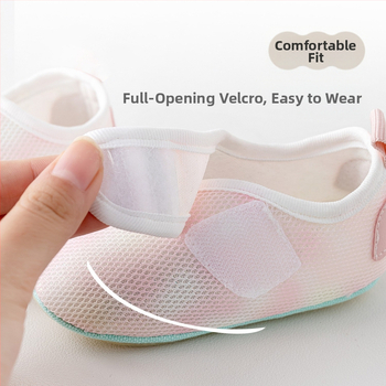 Pantofi de interior pentru copii mici, partea superioară din space cotton, închidere Velcro, talpă antiderapantă, talie joasă, pentru 12–36 luni, vară/primăvară/toamnă.