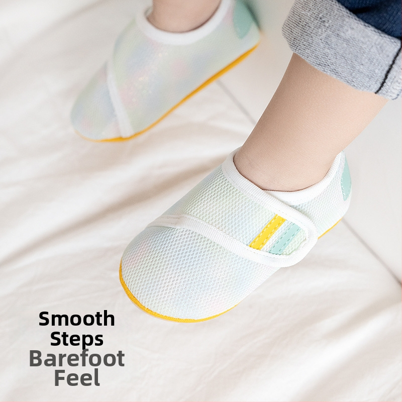 Pantofi de interior pentru copii mici, partea superioară din space cotton, închidere Velcro, talpă antiderapantă, talie joasă, pentru 12–36 luni, vară/primăvară/toamnă.