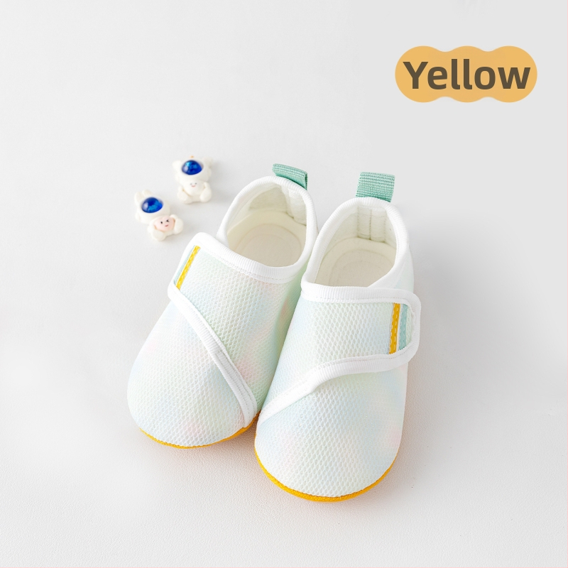 Pantofi de interior pentru copii mici, partea superioară din space cotton, închidere Velcro, talpă antiderapantă, talie joasă, pentru 12–36 luni, vară/primăvară/toamnă.