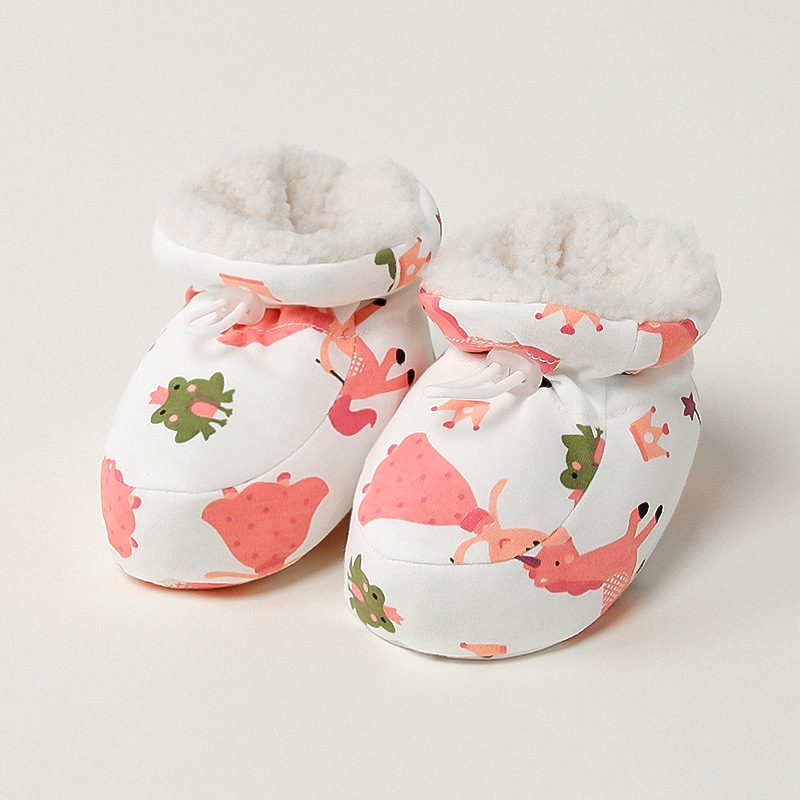 Novorođene papuče od pamuka za zimu s flis podstavom, debeli mekani đon, protuklizne za učenje hodanja, dječje cipele i čarape s motivom crtanog lika