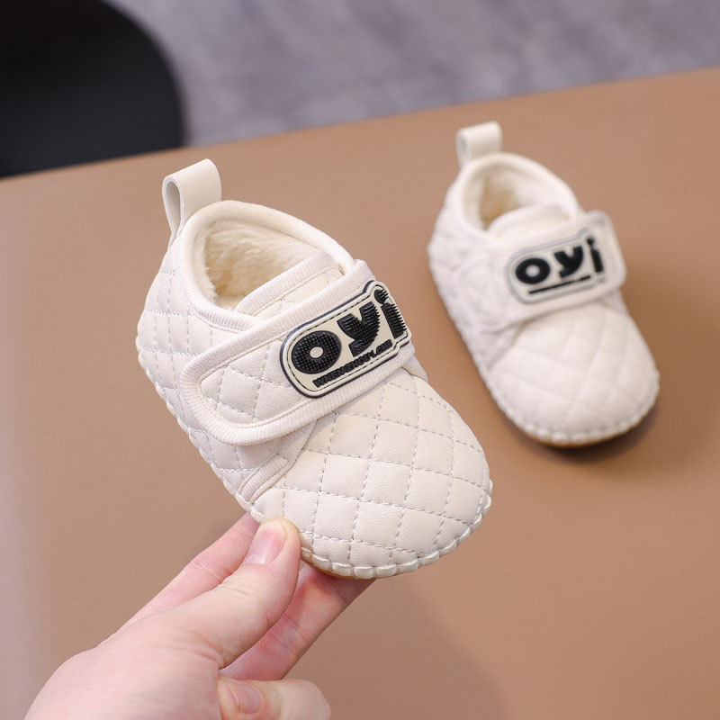 Zimske cipele za učenje hodanja za bebe, gornji materijal mikrovlaknena koža, protuklizna potplat, tople, s Velcro zatvaračem