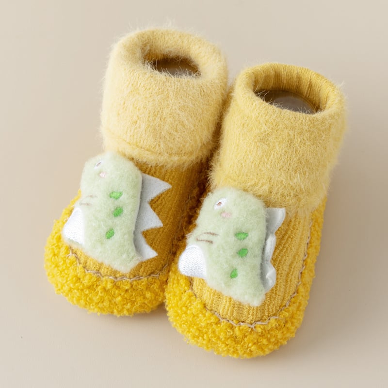 Baba-kisgyermek cipő és zokni készlet, őszi–téli, vastag meleg, csúszásmentes puha talp, pamut felsőrész, 12–36 hónapos