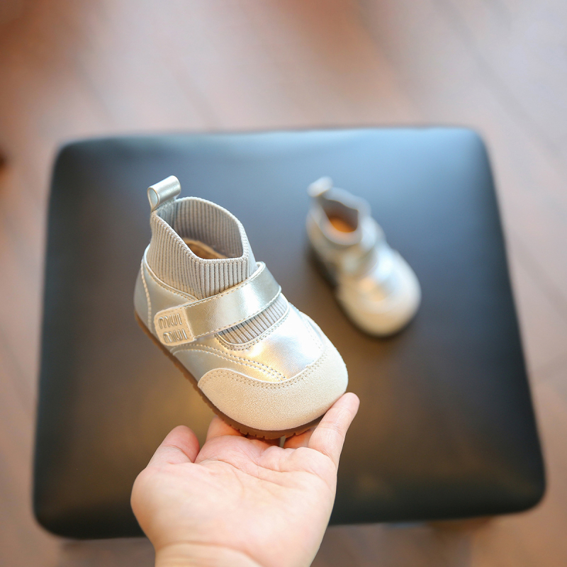 Pantofi prințesă pentru fetițe - piele PU, talpă moale, antiderapante, Velcro, toamnă-iarnă