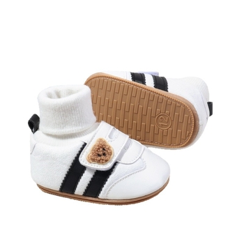 Pantofi pentru copii de mers cu închidere Velcro, partea superioară din fleece, branț EVA, talpă antiderapantă, model desen animat