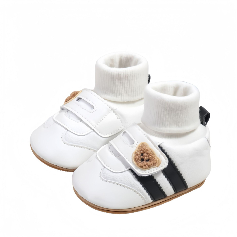 Pantofi pentru copii de mers cu închidere Velcro, partea superioară din fleece, branț EVA, talpă antiderapantă, model desen animat