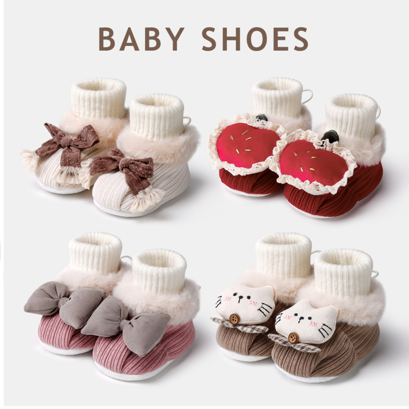 Baba Pamut Téli Beltéri Cipő Velúr Bélés (Uniszex, Vastagított, Csúszásmentes, PVC Talp)