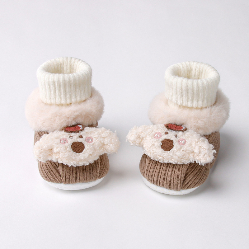 Baba Pamut Téli Beltéri Cipő Velúr Bélés (Uniszex, Vastagított, Csúszásmentes, PVC Talp)