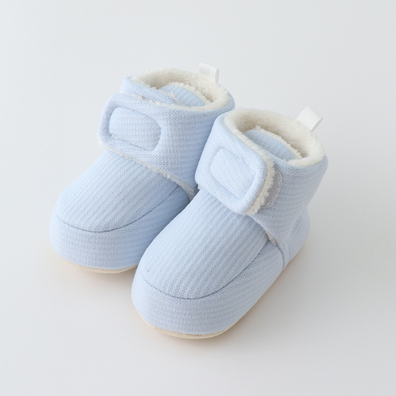 Jednobojne zimske cipele za bebe za hodanje, tople, protuklizne, unutarnje s Velcro zatvaračem