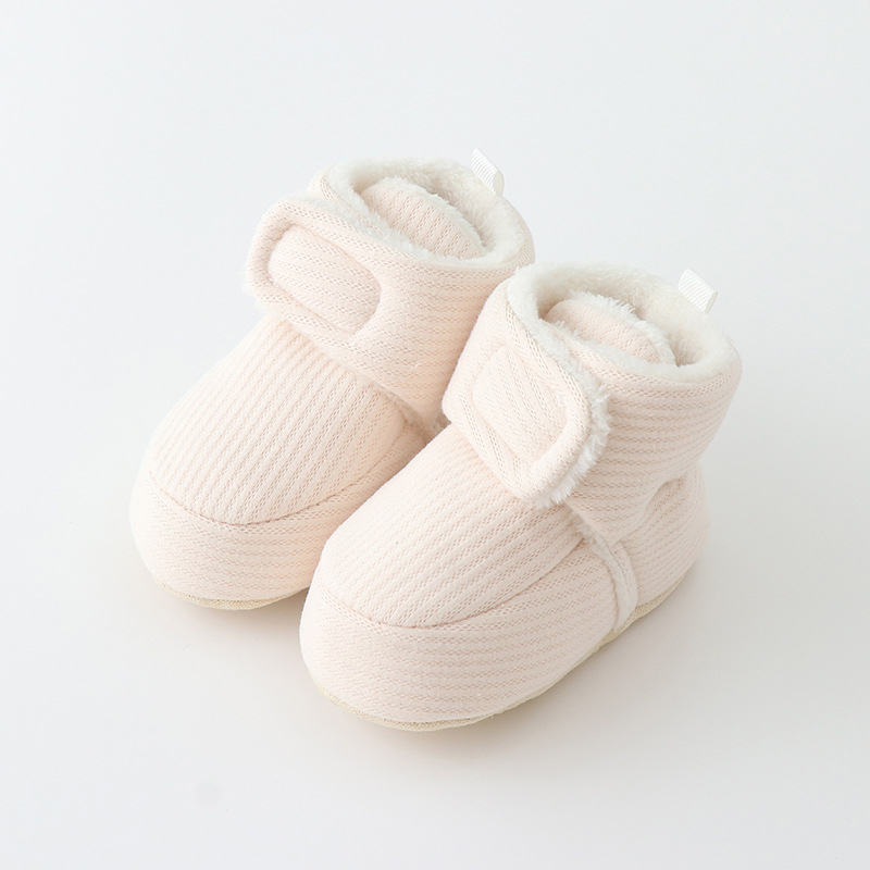 Jednobojne zimske cipele za bebe za hodanje, tople, protuklizne, unutarnje s Velcro zatvaračem