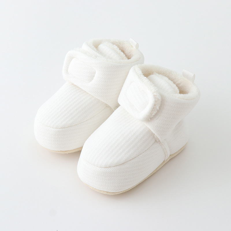Jednobojne zimske cipele za bebe za hodanje, tople, protuklizne, unutarnje s Velcro zatvaračem