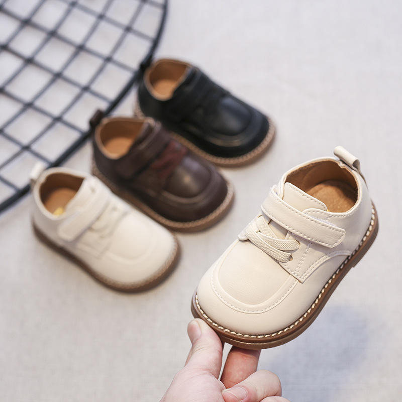 Kožne cipele za bebe i malu djecu – mekani potplat, proljeće i jesen, Velcro zatvarač, 12–36 mjeseci, korejski stil