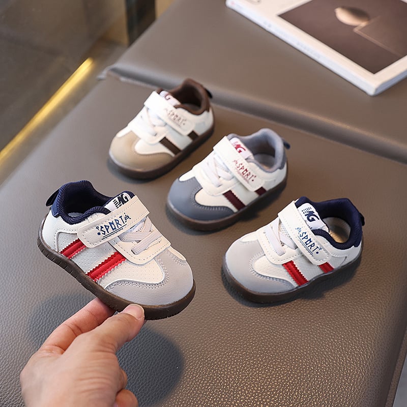 Cipele za bebe za hodanje, proljeće–jesen, unisex, gornji dio od sintetičke kože prozračan, mekana potplat, Velcro kopča, niski kroj, jednobojne