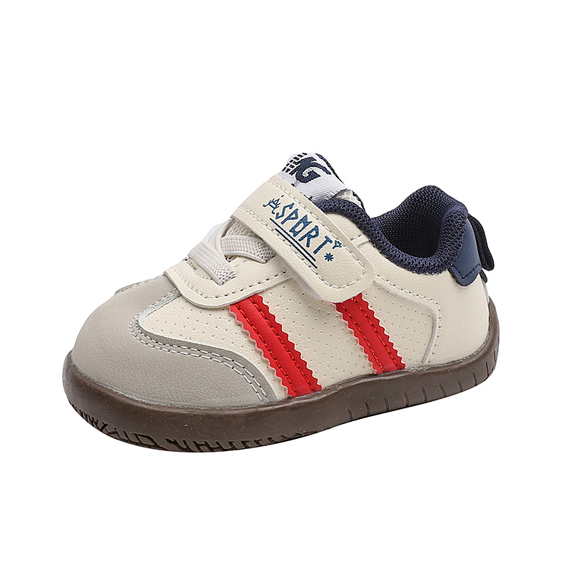 Cipele za bebe za hodanje, proljeće–jesen, unisex, gornji dio od sintetičke kože prozračan, mekana potplat, Velcro kopča, niski kroj, jednobojne