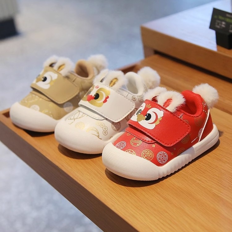Cipele za bebe i malu djecu s dizajnom tigrovog glave, Velcro zatvarač, gornji dio od mikrovlaknene kože, podstava od velura, protuklizne, izdržljive, zadržavaju toplinu, uzrast 12–36 i 24–48 mjeseci, jesen-zima